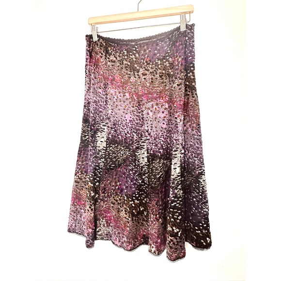 Vintage 90s Y2K Linea Domani Velvet Burnout Midi Maxi Skirt Womans M Boho whimsy - Picture 6 of 10